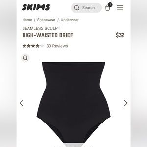 Skims seamless sculpt high waisted brief. Strong support. New without box.